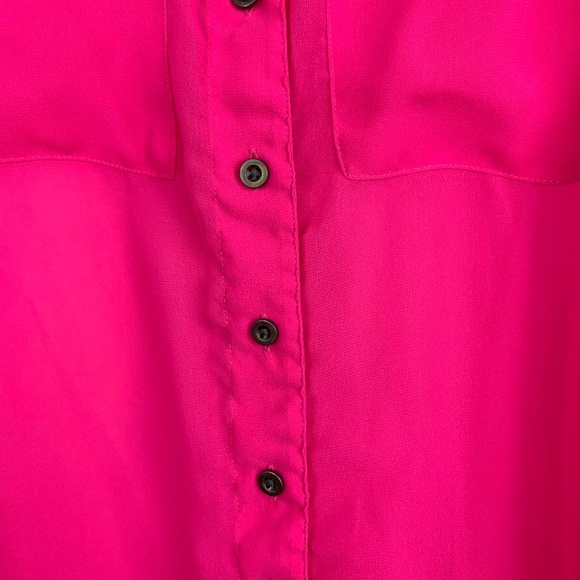 MUDD — Hot Pink V-Neck Collar Button Up Blouse S - Picture 3 of 8